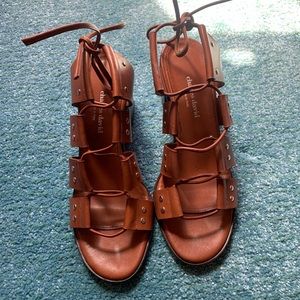 Charles David Brown tie up heel sandals